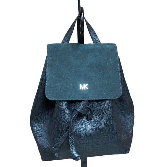 Michael Kors Black Pebbled Leather & Suede Backpack - Picture 1 of 9